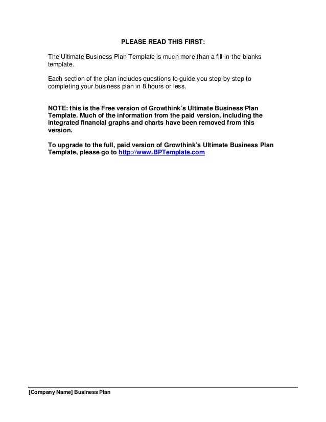 growthink ultimate business plan template pdf business plan template word